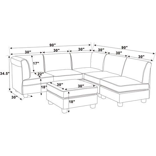 Mercury Row® Roeder 6 Piece Upholstered Sectional & Reviews Wayfair
